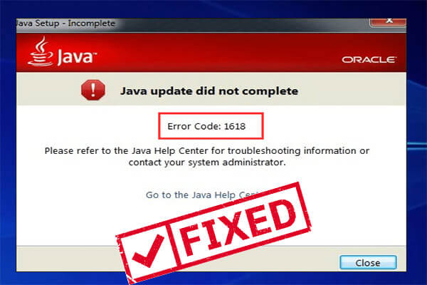 error 1618 when installing java